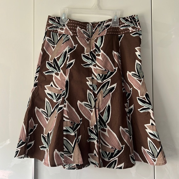 RW&Co Brown, Pink & Teal Knee-Length Lined Skirt - size 2 - Picture 1 of 8